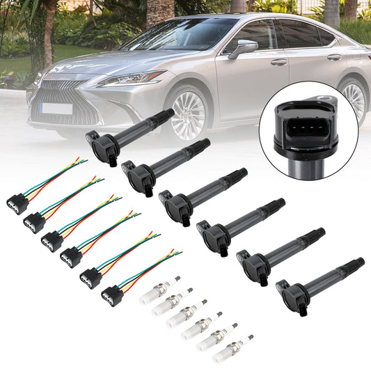 2005-2018 TOYOTA AVALON 6PCS Ignition Coils+Connectors+Spark Plug UF487 90919-02251 90919-A2002
