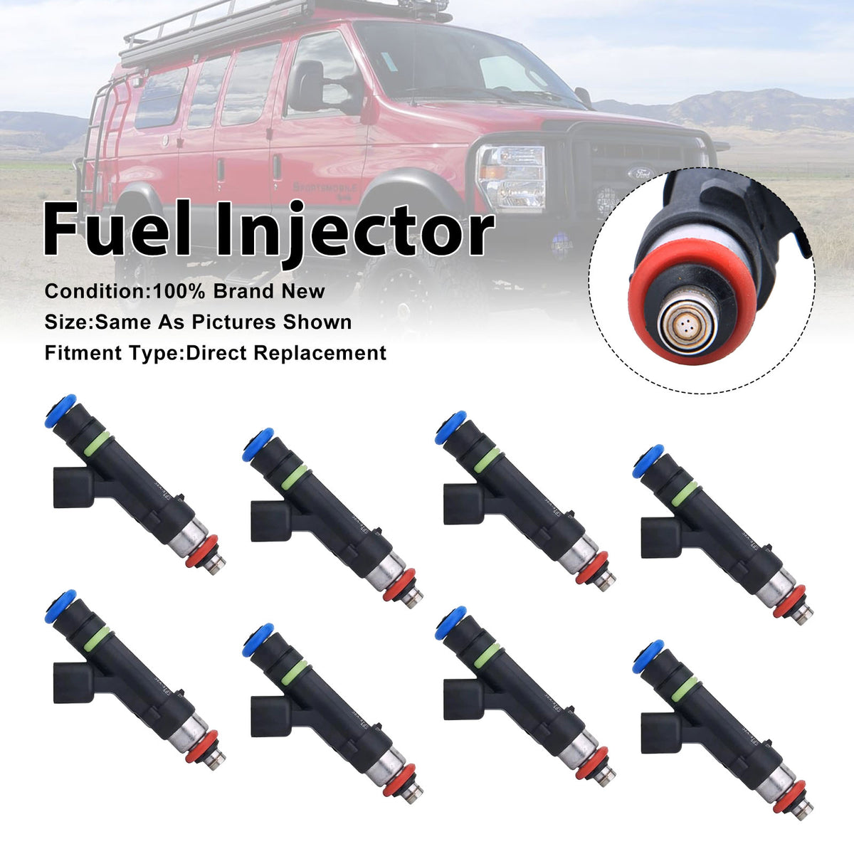 Ford E-150 E-250 5.4L V8 2004-2009 0280158001 8PCS Fuel Injector