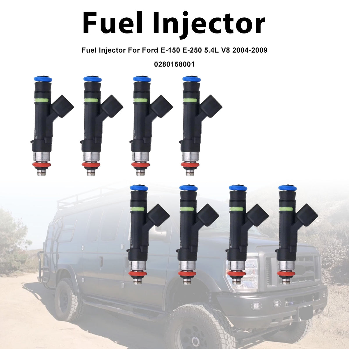 Ford E-150 E-250 5.4L V8 2004-2009 0280158001 8PCS Fuel Injector