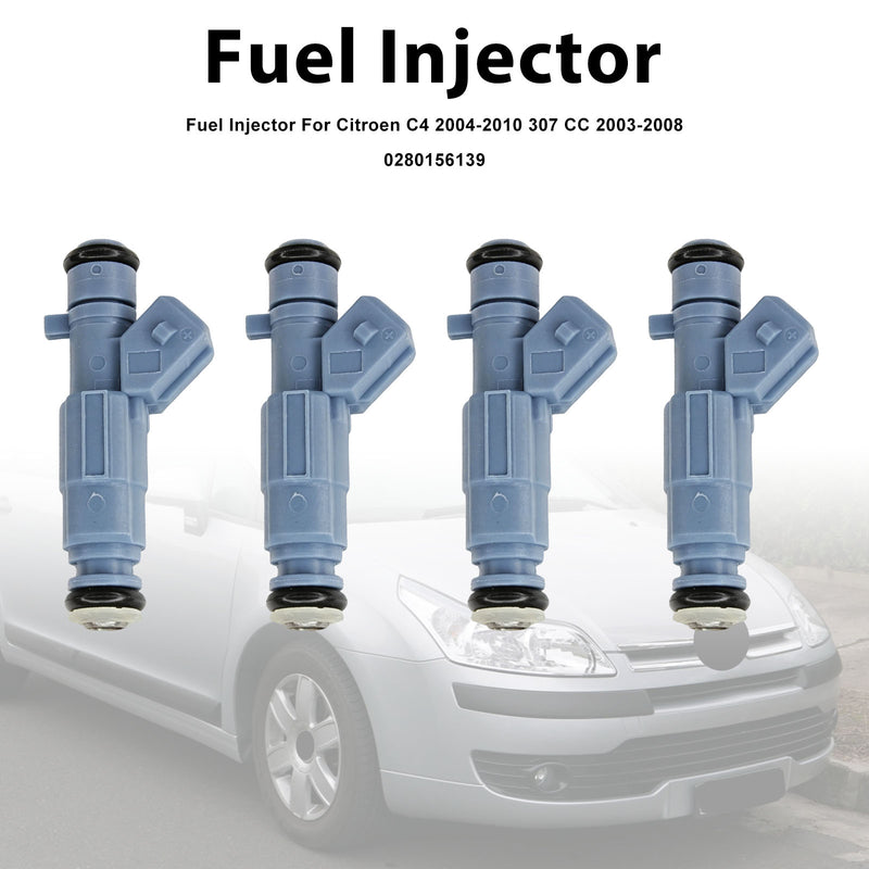 Citroen C4 2004-2010 307 CC 2003-2008 0280156139 4PCS Fuel Injector
