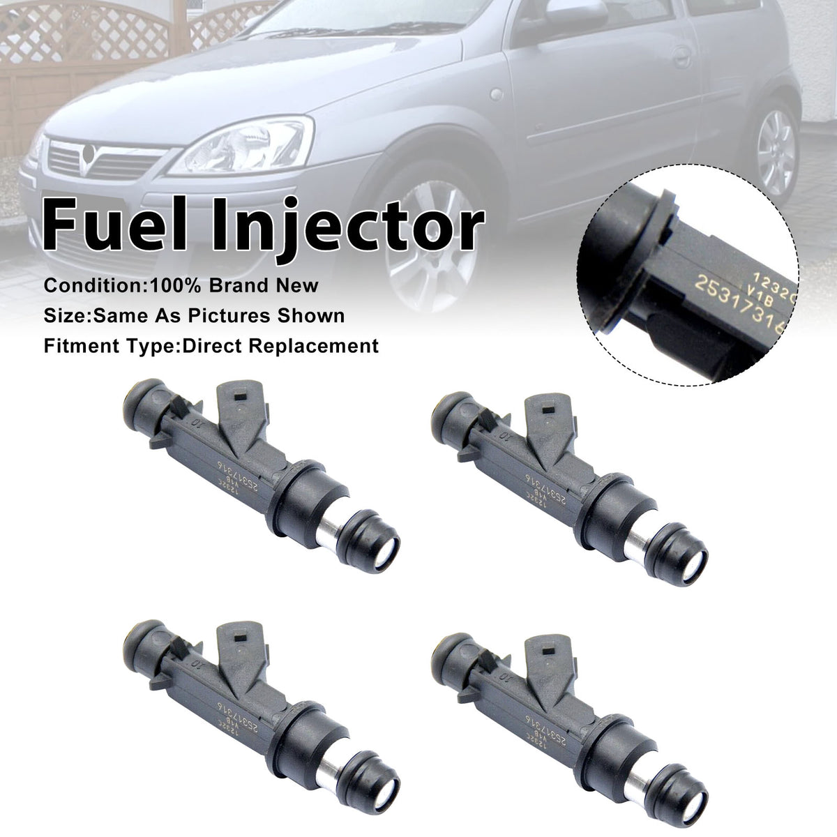 Vauxhall Corsa C 2001-2006 Meriva A 2003-2009 25317316 4PCS Fuel Injector