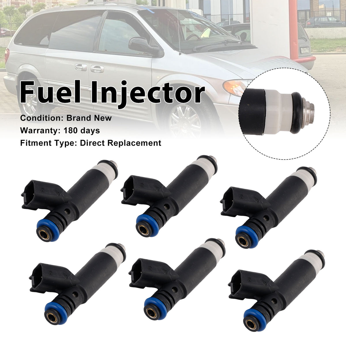 Dodge Grand Caravan 3.8L V6 2003-2004 04861238AB 6PCS Fuel Injector