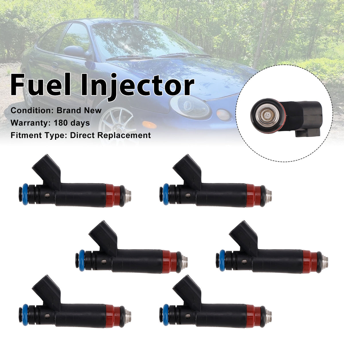 Ford Taurus 3.0L V6 2006-2007 6F1E-A4A 6F1EA4A 6PCS Fuel Injector