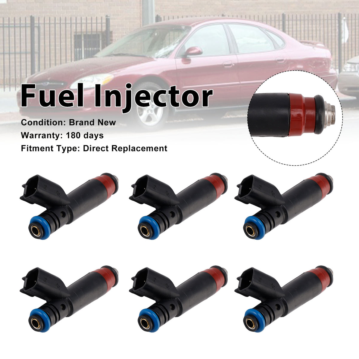 Ford Taurus 3.0L V6 2006-2007 6F1E-A4A 6F1EA4A 6PCS Fuel Injector