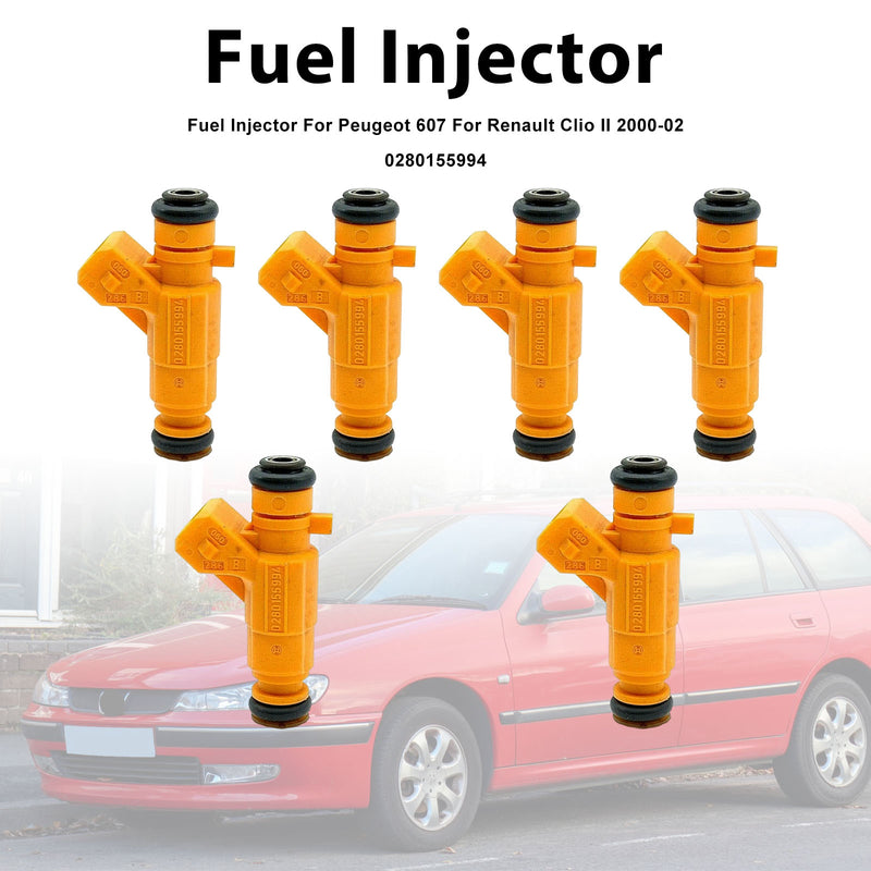 Peugeot 607 For Renault Clio II 2000-2002 0280155994 6PCS Fuel Injector