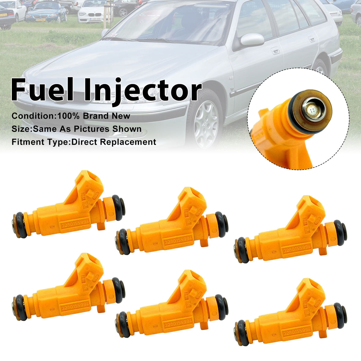 Peugeot 607 For Renault Clio II 2000-2002 0280155994 6PCS Fuel Injector