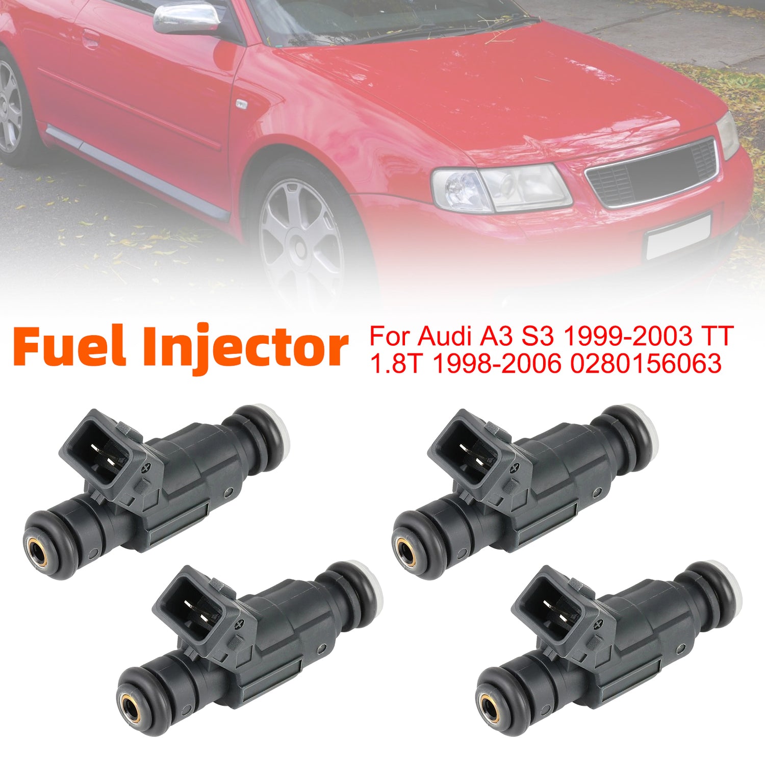 Audi A3 S3 1999-2003 TT 1.8T 1998-2006 0280156063 4PCS Fuel Injector