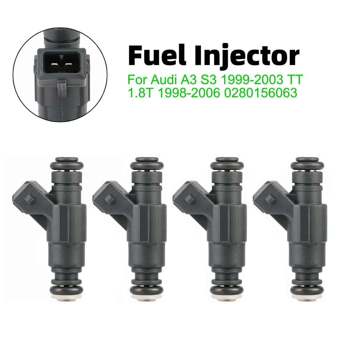 Audi A3 S3 1999-2003 TT 1.8T 1998-2006 0280156063 4PCS Fuel Injector