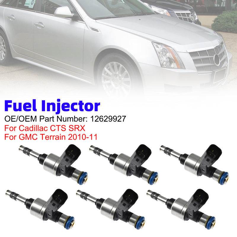 Cadillac CTS SRX For GMC Terrain 2010-2011 12629927 6PCS Fuel Injector