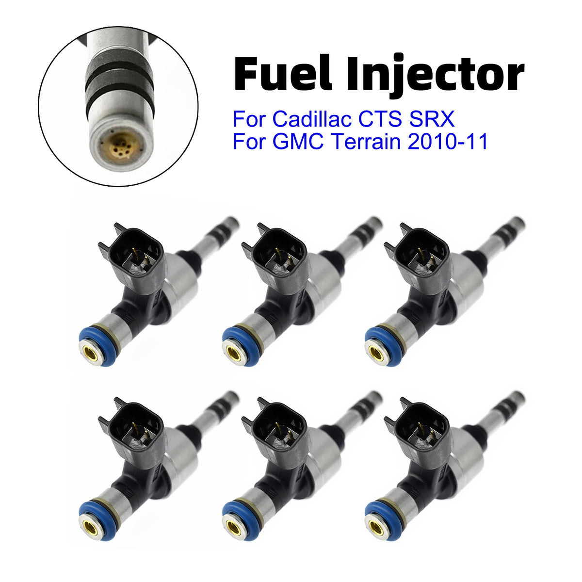 Cadillac CTS SRX For GMC Terrain 2010-2011 12629927 6PCS Fuel Injector