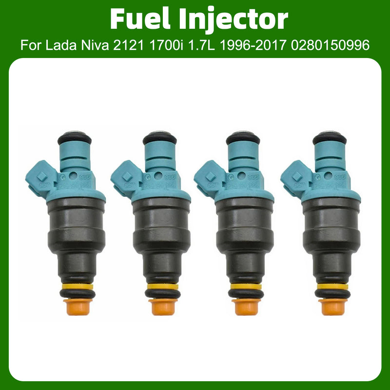 Lada Niva 2121 1700i 1.7L 1996-2017 0280150996 4PCS Fuel Injector