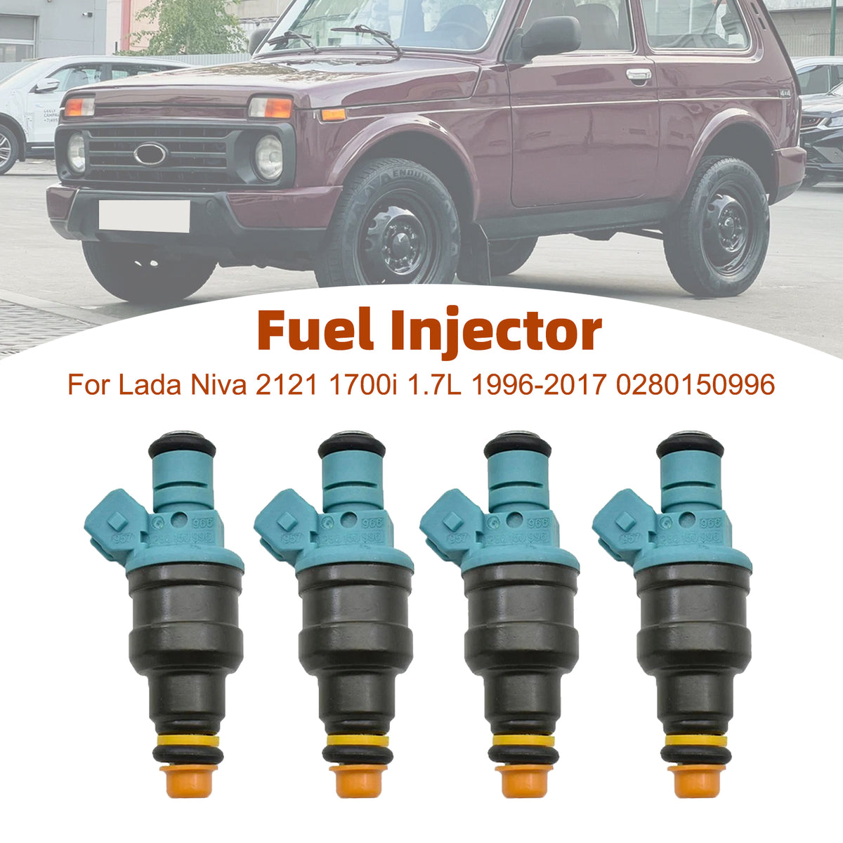 Lada Niva 2121 1700i 1.7L 1996-2017 0280150996 4PCS Fuel Injector