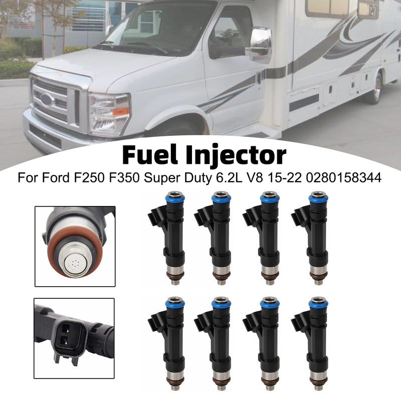Ford F250 F350 Super Duty 6.2L V8 2015-2022 0280158344 8PCS Fuel Injector