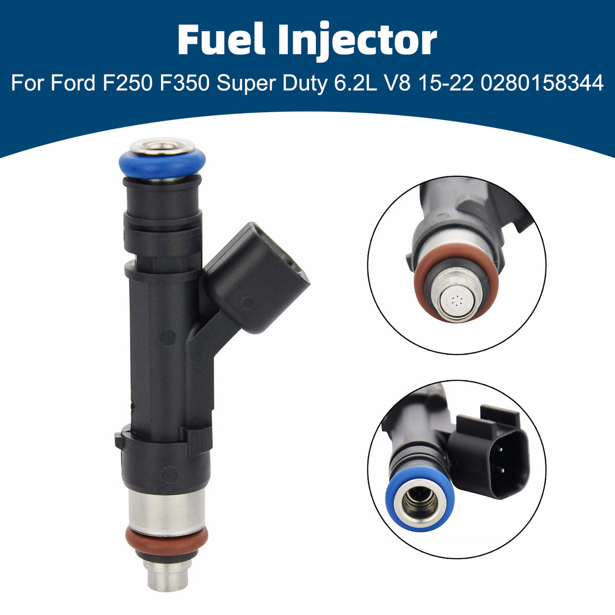 Ford F250 F350 Super Duty 6.2L V8 2015-2022 0280158344 1PCS Fuel Injector