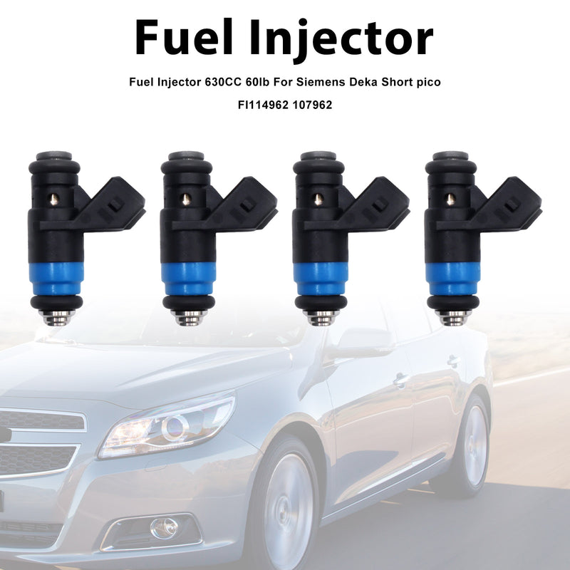 Siemens Deka Short pico FI114962 107962 4PCS Fuel Injector 630CC 60lb