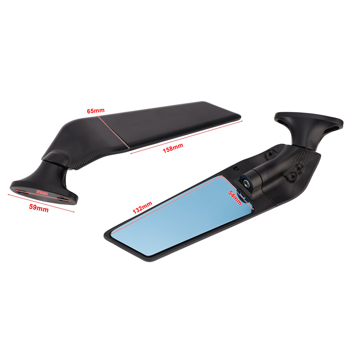Honda CBR600F 2011-2014 CBR650R 2019-2023 Black Wing Fin Rearview Mirrors