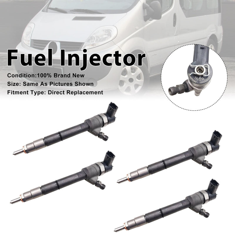 Renault Trafic II For Opel Vivaro 2.0L 0445110338 4PCS Fuel Injector