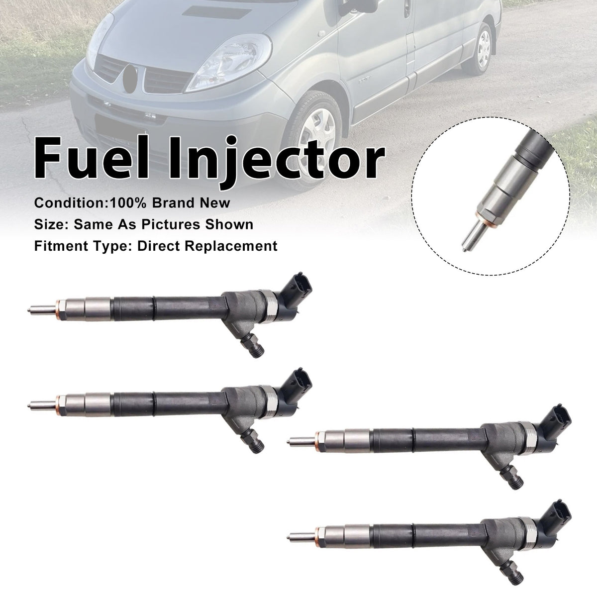 Renault Trafic II For Opel Vivaro 2.0L 0445110338 4PCS Fuel Injector