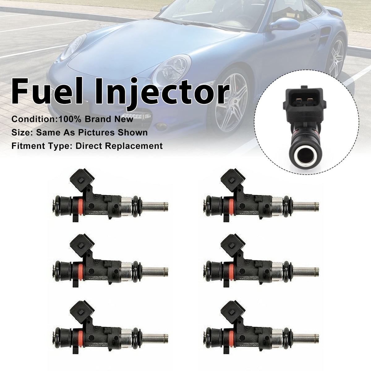 Porsche 911 997 3.6 GT2 RS 2010-2011 0280158123 6PCS Fuel Injector
