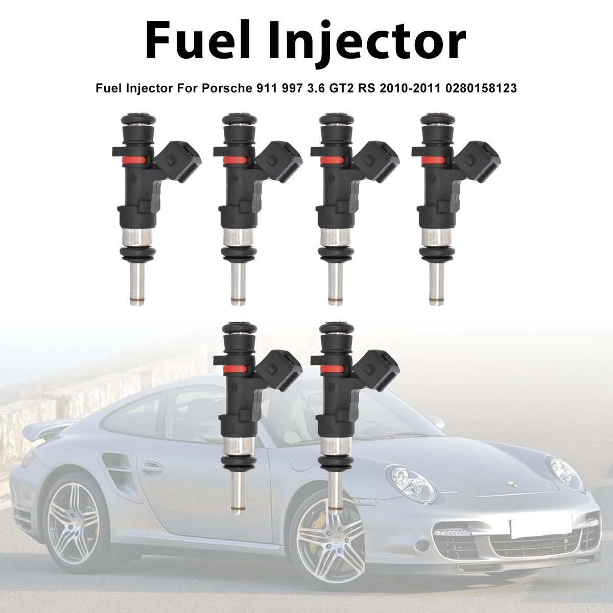 Porsche 911 997 3.6 GT2 RS 2010-2011 0280158123 6PCS Fuel Injector