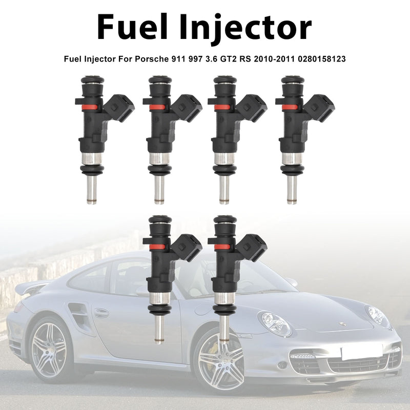 Porsche 911 997 3.6 GT2 RS 2010-2011 0280158123 6PCS Fuel Injector