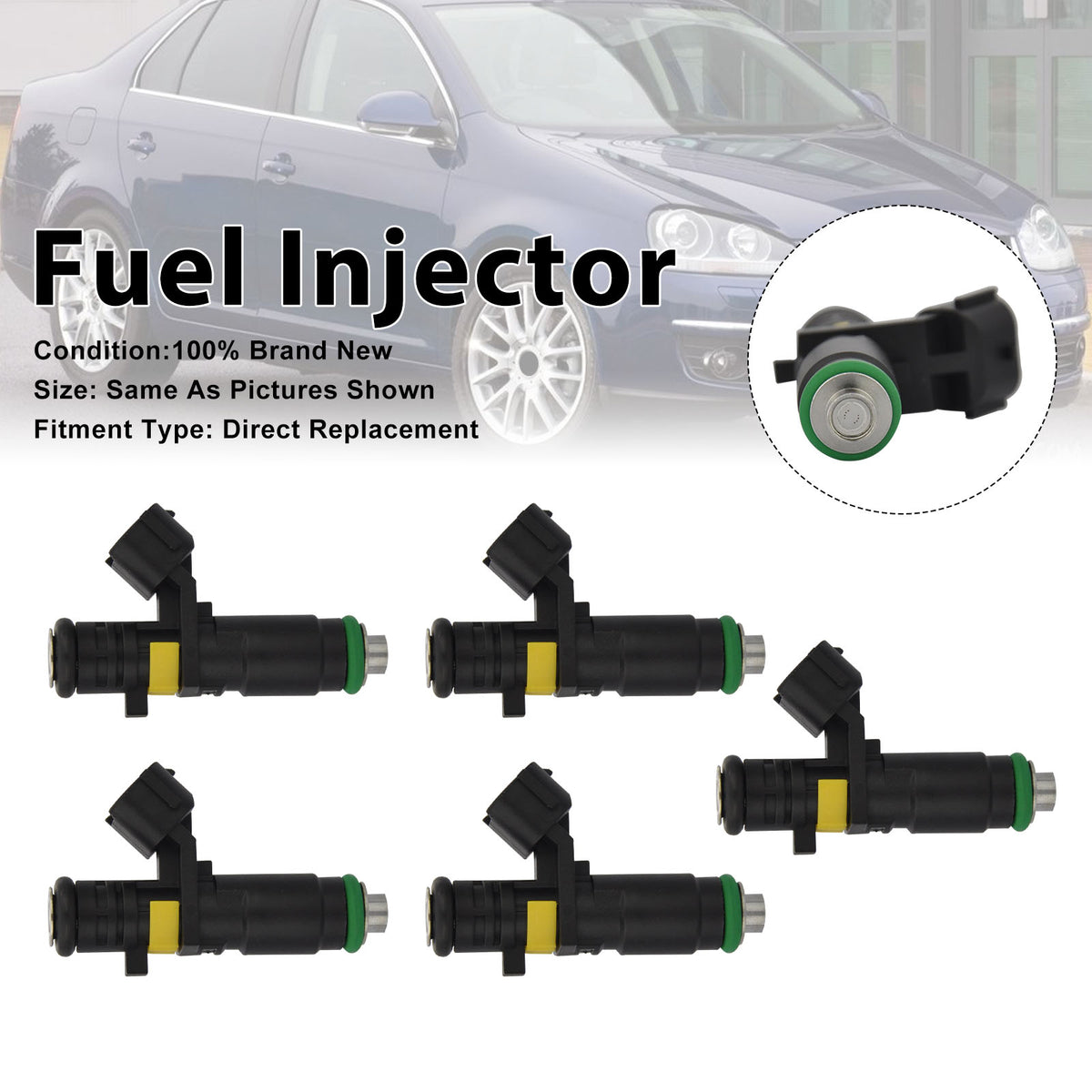 Volkswagen Bora 2.5 2006 Jetta 2005-2006 07K906031B 5Pcs Fuel Injector