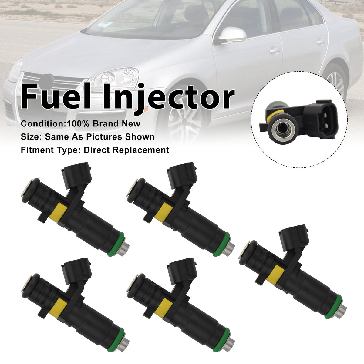 Volkswagen Bora 2.5 2006 Jetta 2005-2006 07K906031B 5Pcs Fuel Injector