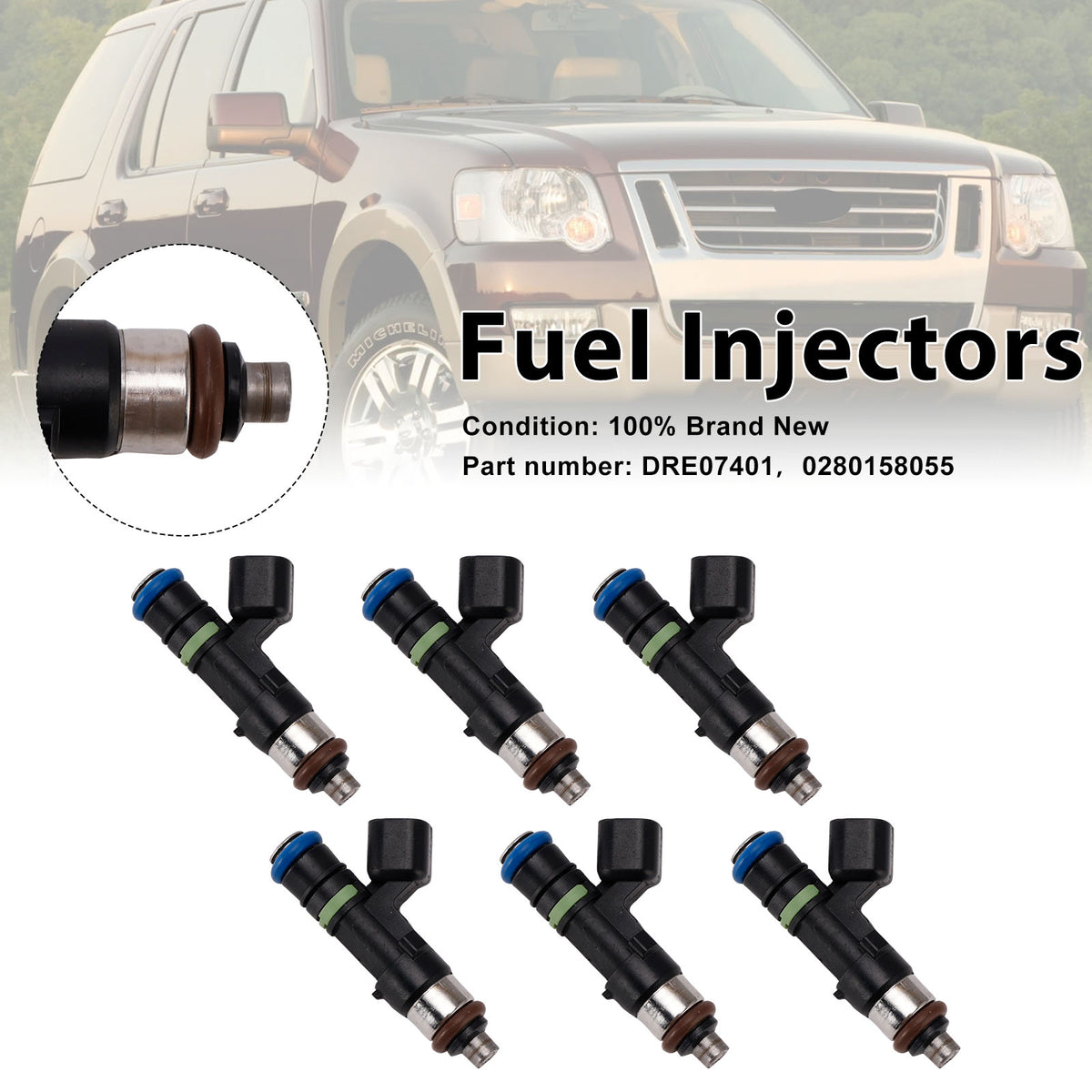 Mercury Mountaineer Ford Explorer 6PC DRE07401 Fuel Injectors 0280158055