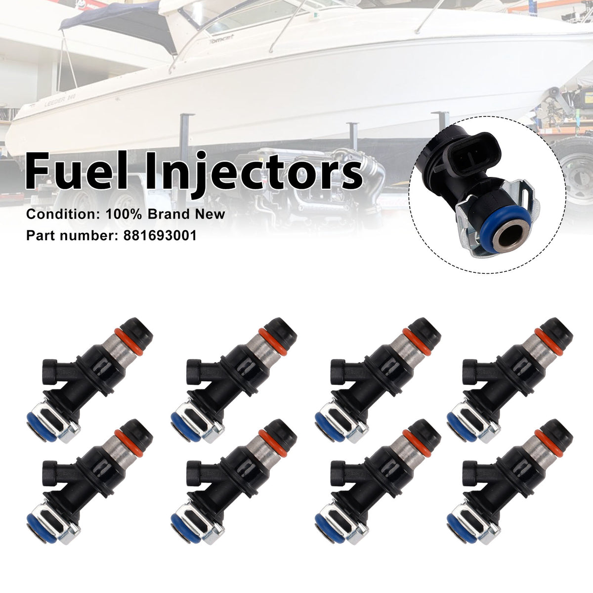 MERCRUISER 8.1L 496 CID V8 GM Engines 8PC 881693001 Fuel Injectors