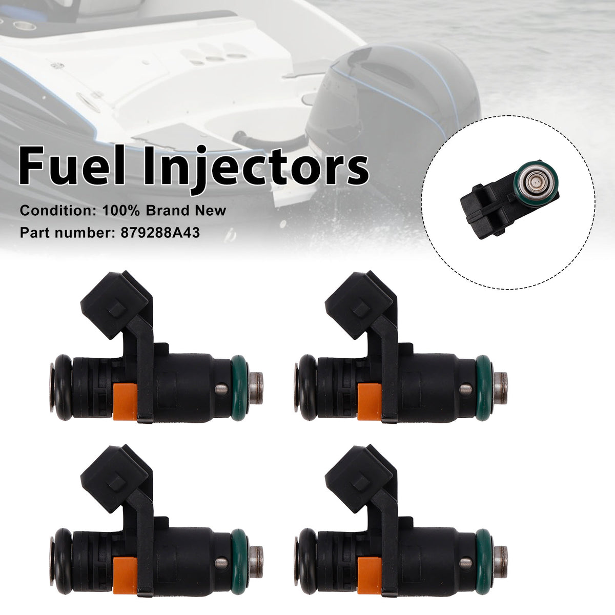 Mercruiser Sterndrive Gas Engines 3.0L 4PC 879288A43 Fuel Injectors