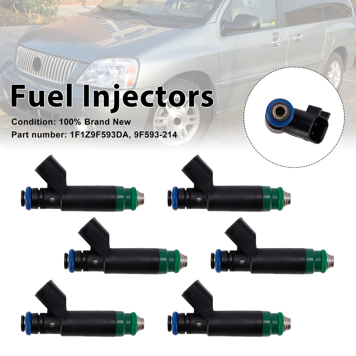 Mercury Monterey Ford Freestar 6PC 1F1Z9F593DA Fuel Injectors 9F593-214