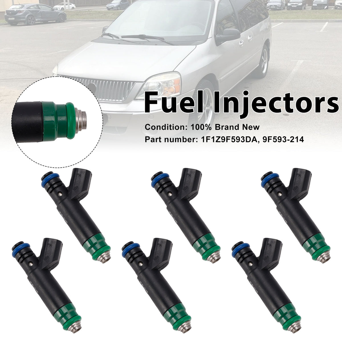 Mercury Monterey Ford Freestar 6PC 1F1Z9F593DA Fuel Injectors 9F593-214