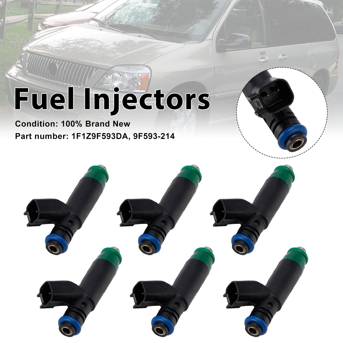 Mercury Monterey Ford Freestar 6PC 1F1Z9F593DA Fuel Injectors 9F593-214