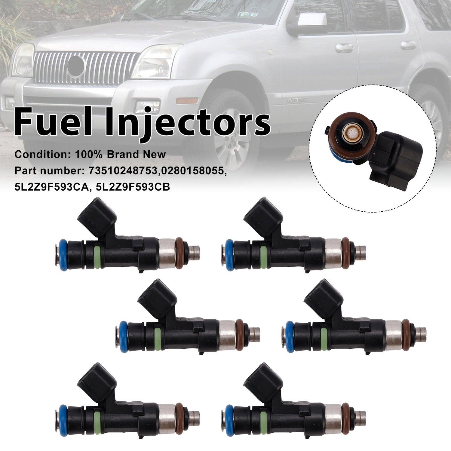 Mercury Mountaineer Ford Explorer 6PC 0280158055 Fuel Injectors 5L2Z9F593CA