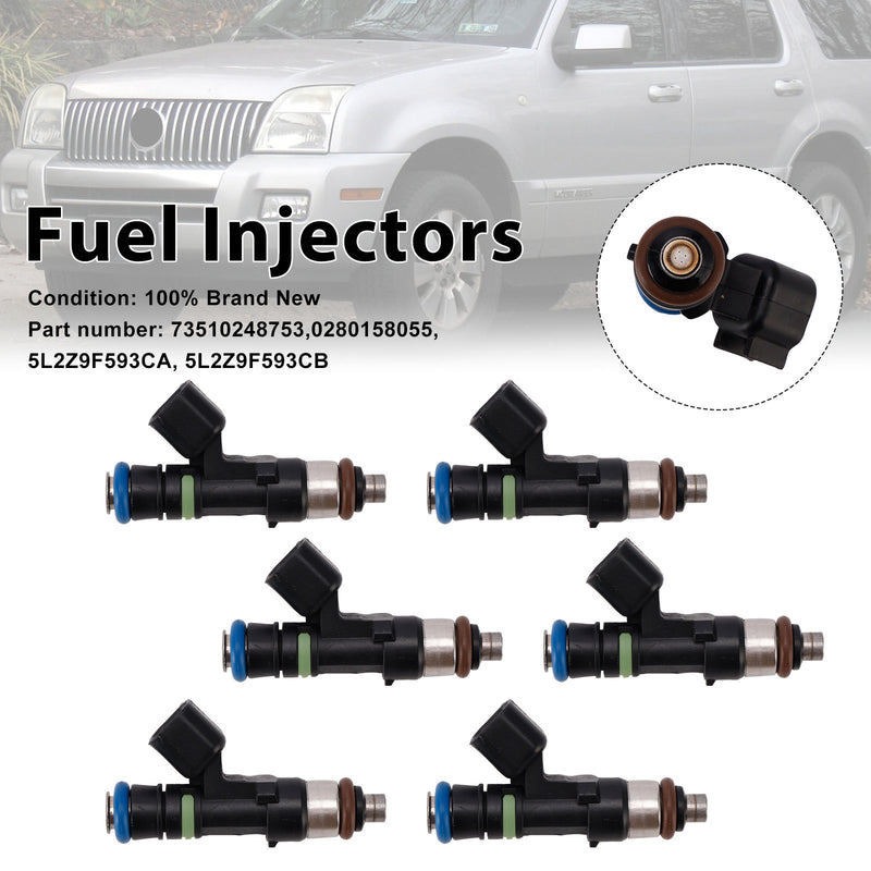 Mercury Mountaineer Ford Explorer 6PC 0280158055 Fuel Injectors 5L2Z9F593CA