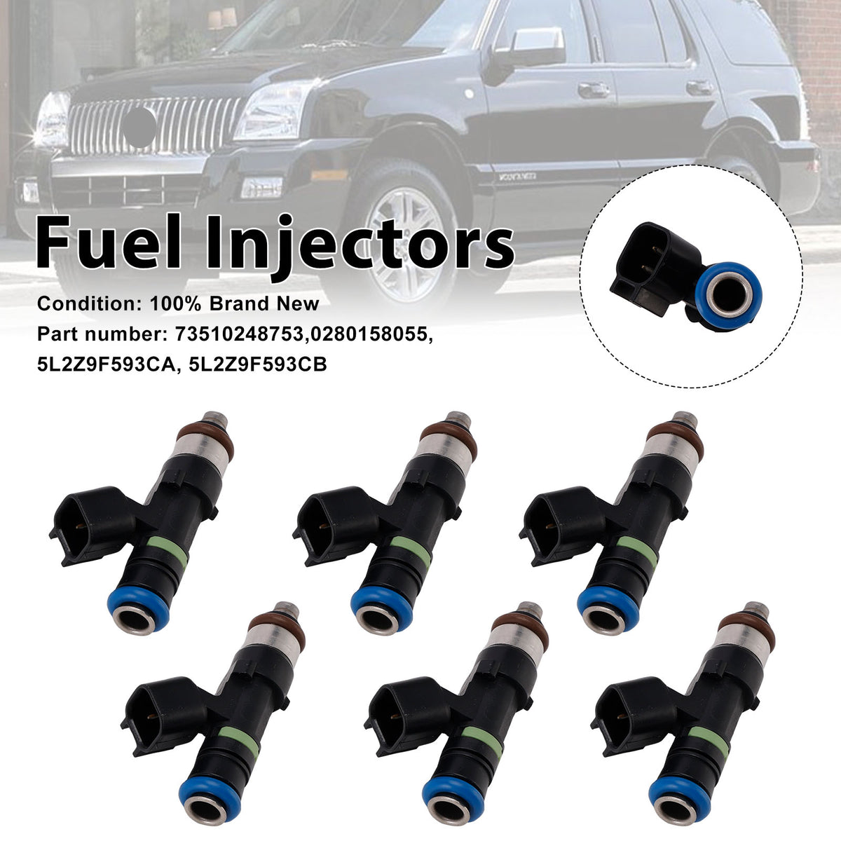 Mercury Mountaineer Ford Explorer 6PC 0280158055 Fuel Injectors 5L2Z9F593CA