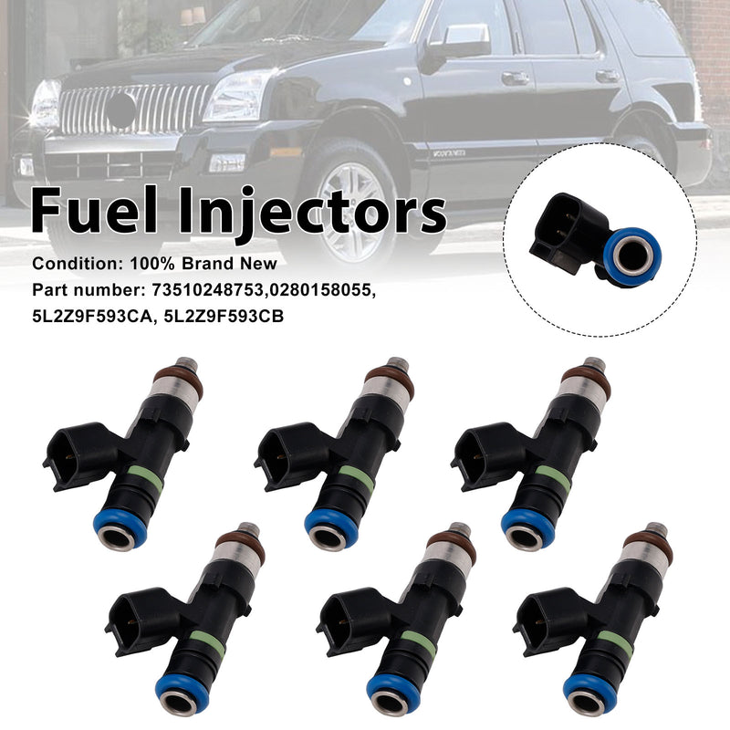 Mercury Mountaineer Ford Explorer 6PC 0280158055 Fuel Injectors 5L2Z9F593CA
