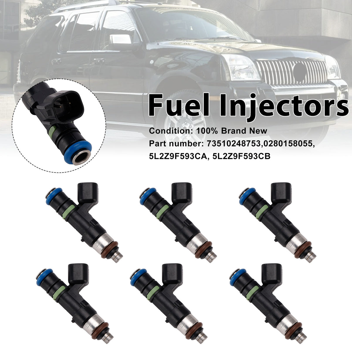 Mercury Mountaineer Ford Explorer 6PC 0280158055 Fuel Injectors 5L2Z9F593CA