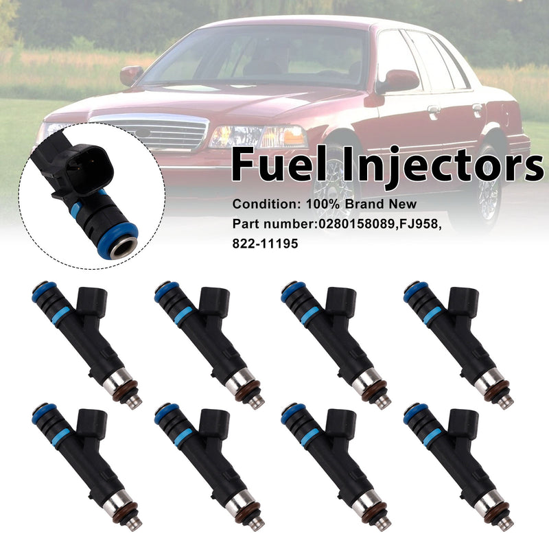 Mercury Grand Marquis Ford Lincoln 8PC 822-11195 Fuel Injectors 0280158089