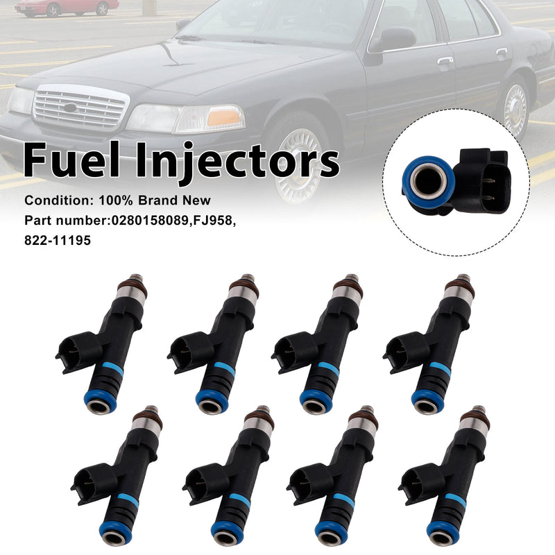Mercury Grand Marquis Ford Lincoln 8PC 822-11195 Fuel Injectors 0280158089