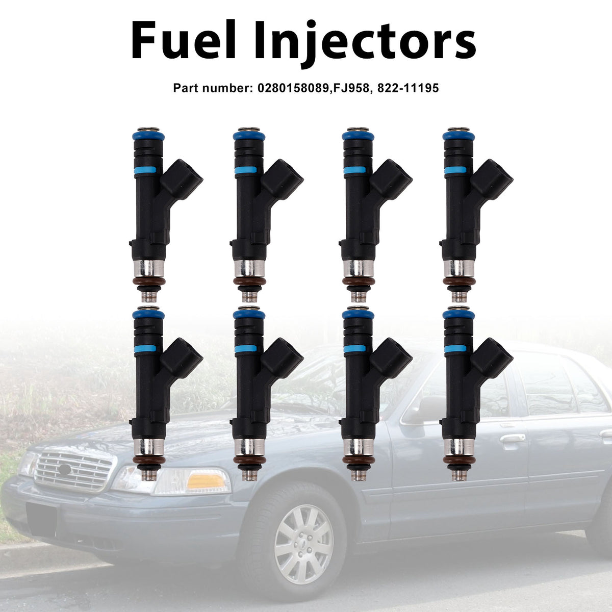 Mercury Grand Marquis Ford Lincoln 8PC 822-11195 Fuel Injectors 0280158089