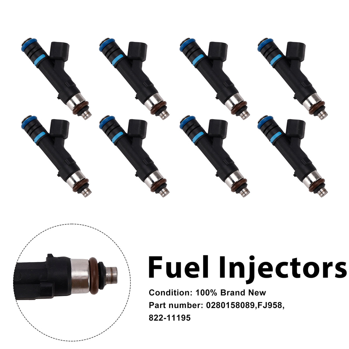 Mercury Grand Marquis Ford Lincoln 8PC 822-11195 Fuel Injectors 0280158089