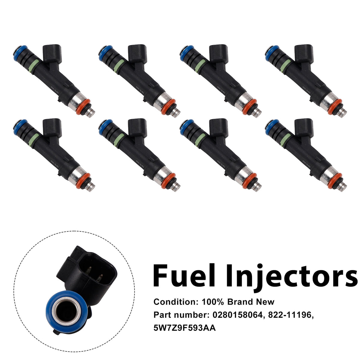 Mercury Grand Marquis Ford 8PC 5W7Z9F593AA Fuel Injectors 0280158064
