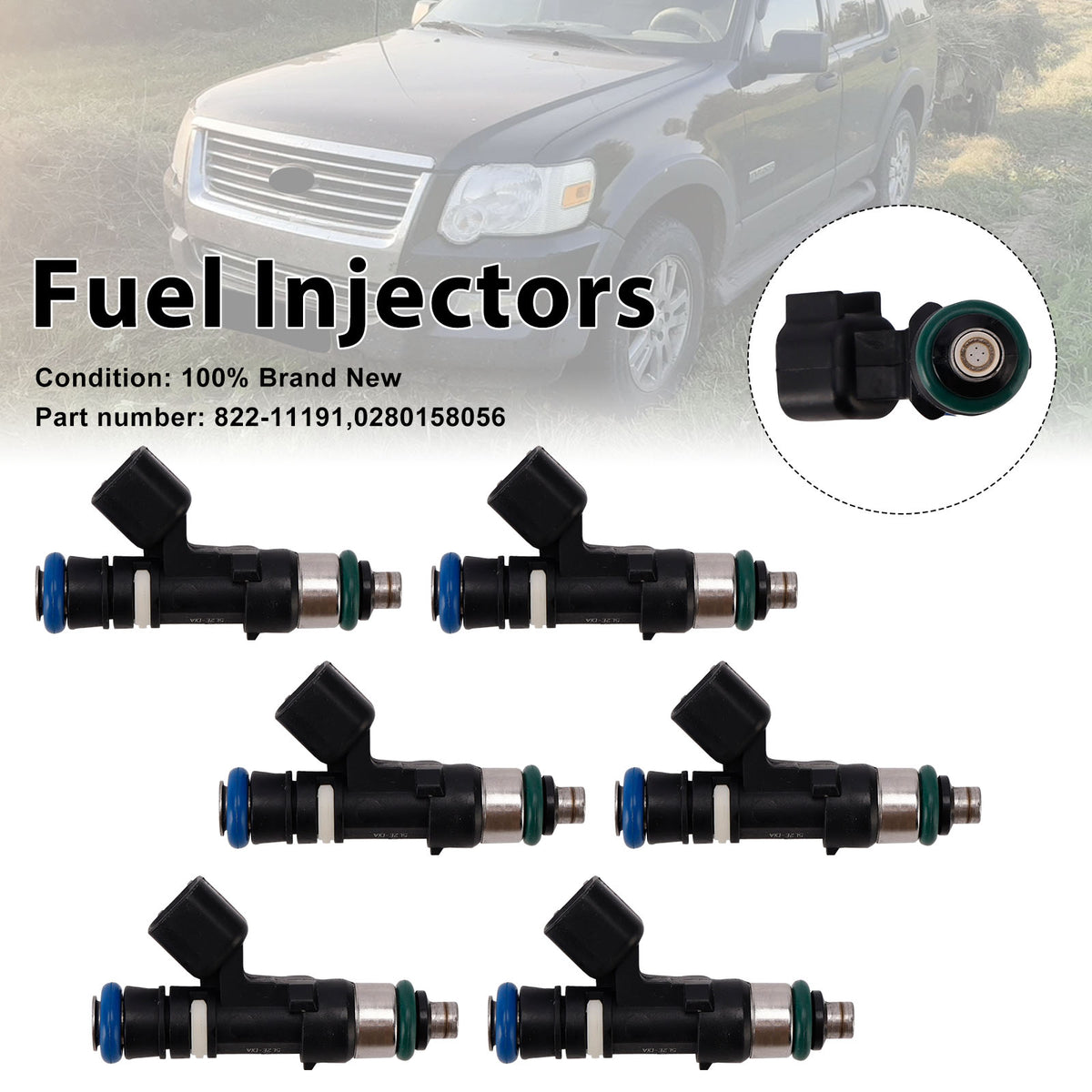 Mercury Mountaineer Ford 6PC 822-11191 Fuel Injectors 0280158056