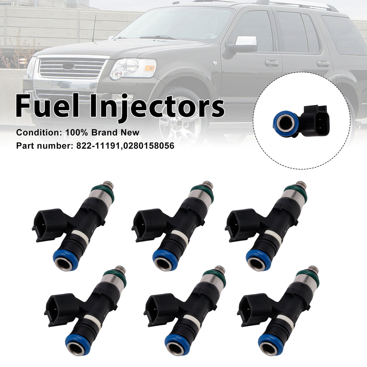 Mercury Mountaineer Ford 6PC 822-11191 Fuel Injectors 0280158056