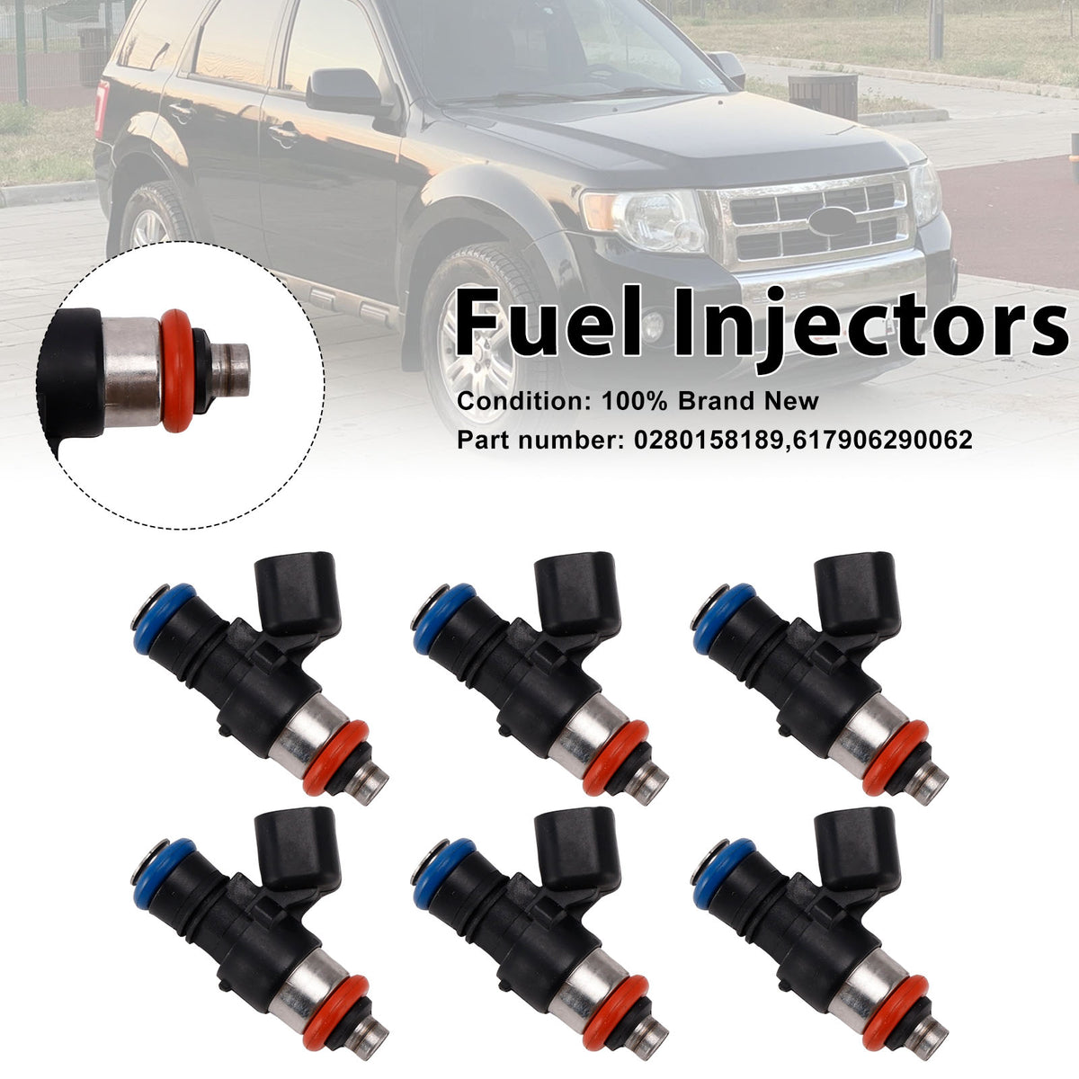 Mercury Mariner Ford 3.0L 6PC 617906290062 Fuel Injectors 0280158189
