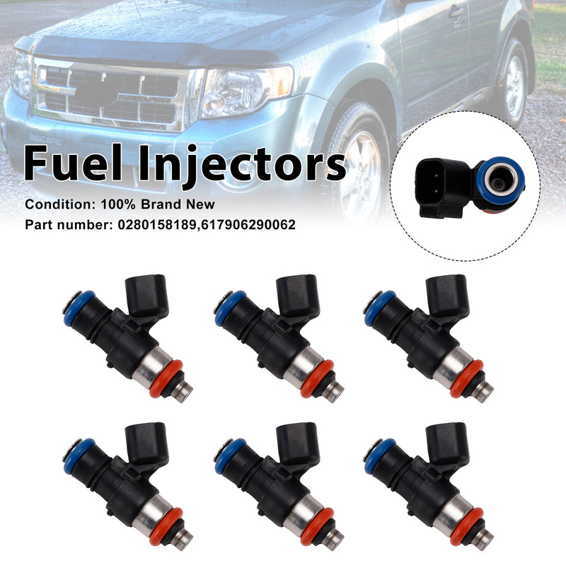 Mercury Mariner Ford 3.0L 6PC 617906290062 Fuel Injectors 0280158189