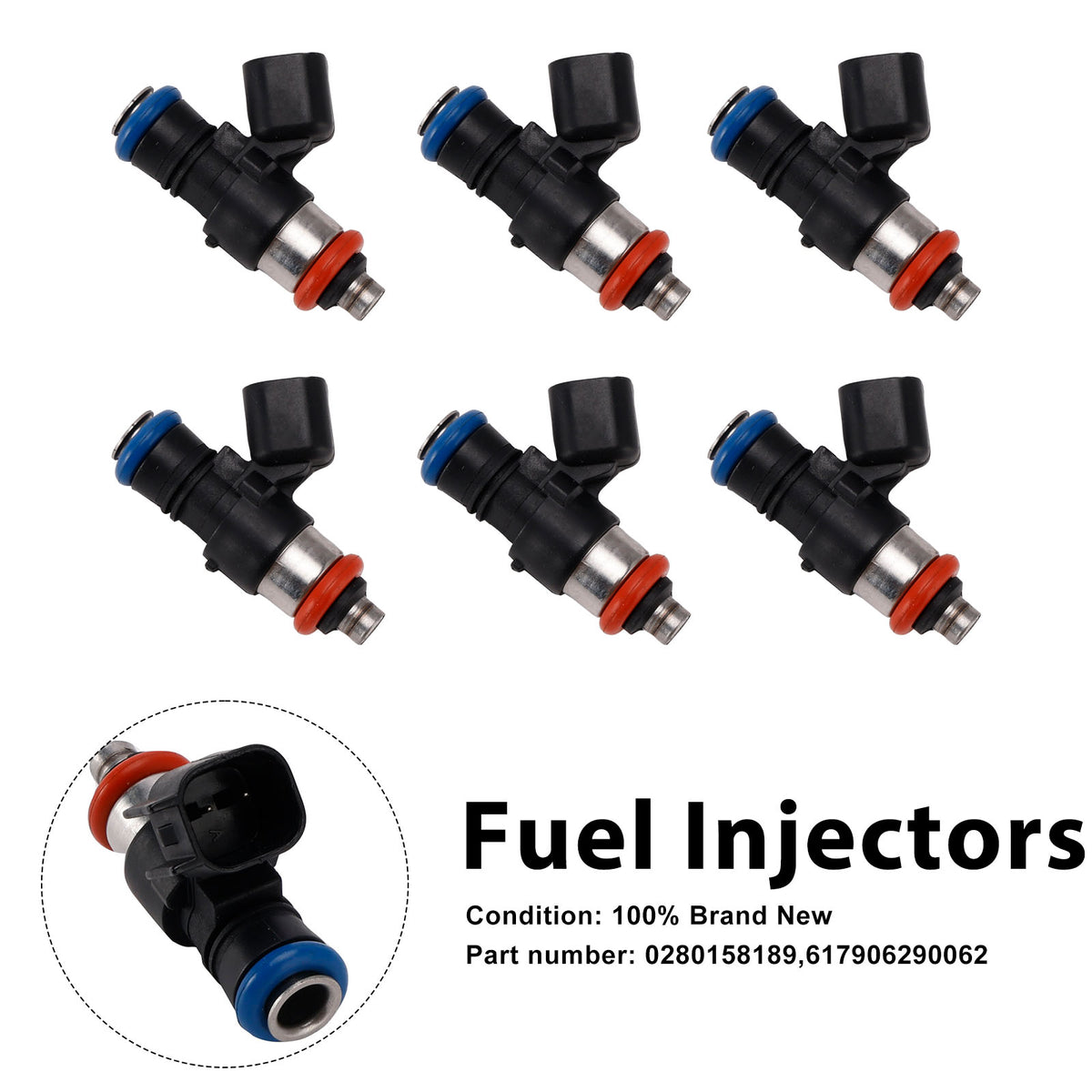 Mercury Mariner Ford 3.0L 6PC 617906290062 Fuel Injectors 0280158189