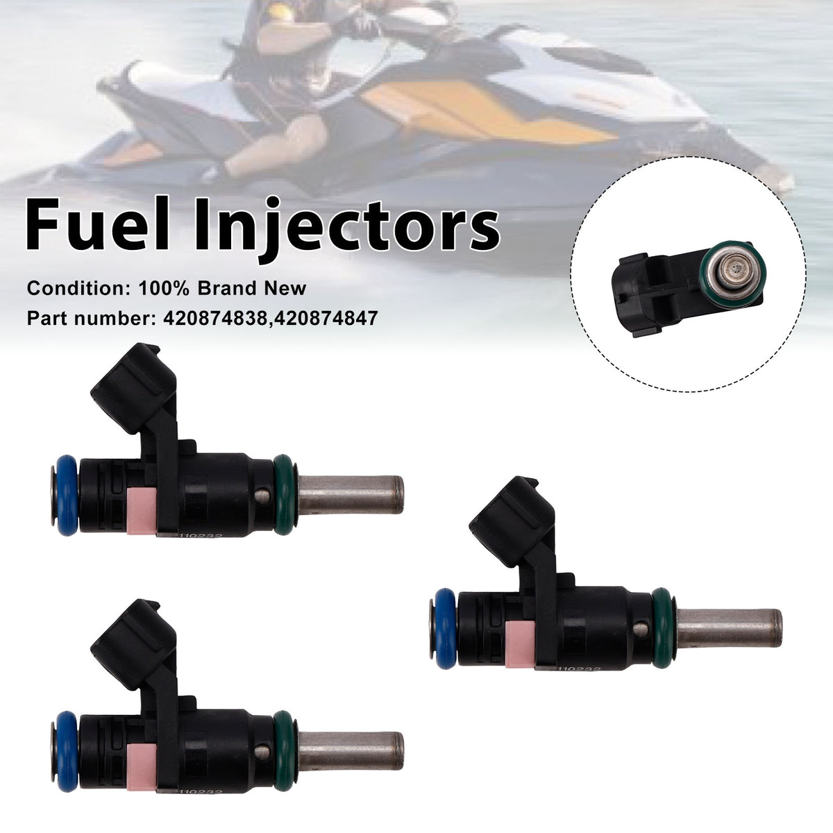 Sea-Doo SPARK GTR GTI GTS 3PC 420874847 Fuel Injectors 420874838