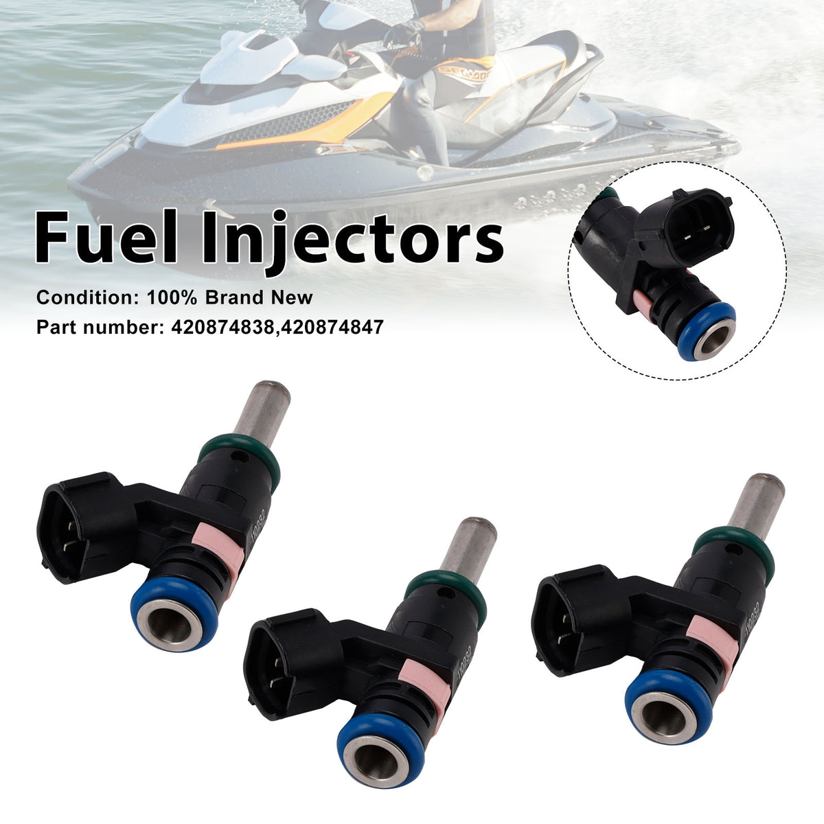 Sea-Doo SPARK GTR GTI GTS 3PC 420874847 Fuel Injectors 420874838